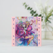 Invitation CLOCHER MUSICAL, bleu rose (Debout devant)