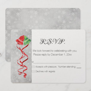 Invitation Cloches aquarelle/Mariage de fêtes de Noël /RSVP