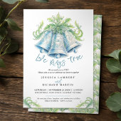 Invitation Cloches d'argent Mariage d'aquarelle du feuillage 