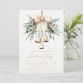 Invitation Cloches de Gui Fête de Noël Rustique (Debout devant)