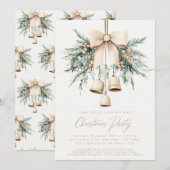 Invitation Cloches de Gui Fête de Noël Rustique (Devant / Derrière)