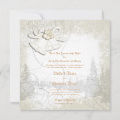 Invitation cloches de l'église en blanc mariage floral (Dos)