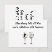 INVITATION "CLOCHES DE MARIAGE D'ARGENT" CARTON D'INVITATION (Devant / Derrière)