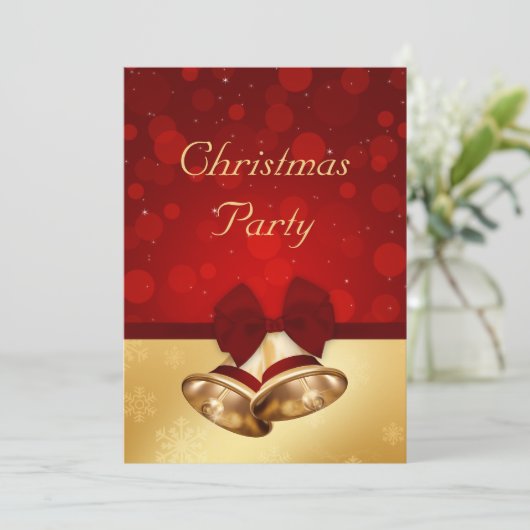 Invitation Cloches de Noël dorées (Debout devant)