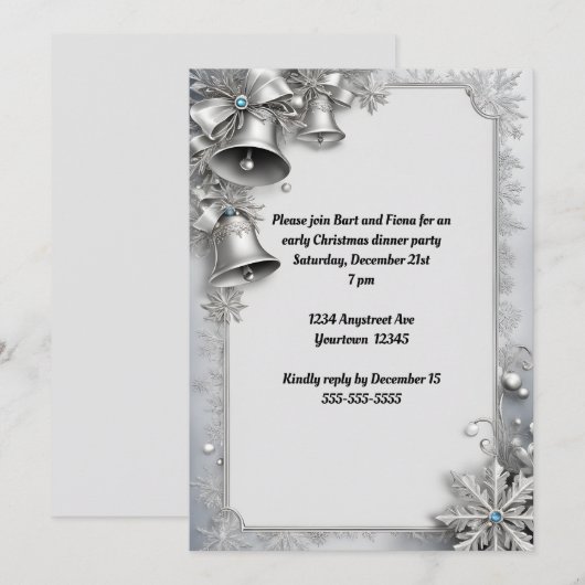Invitation Cloches de Noël Fête (Devant / Derrière)