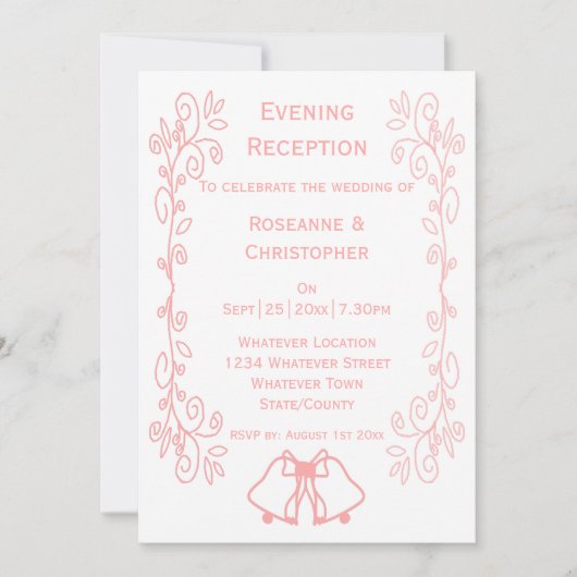 Invitation Cloches d'invitation à la réception de mariage ros (Devant)