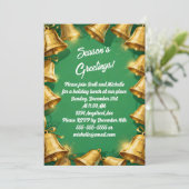 Invitation Cloches d'or sur la fête de Noël verte (Debout devant)