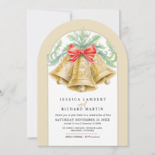 Invitation Cloches or arc aquarelle arche Mariage de Noël