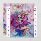 Invitation CLOCHURE MUSICALE, champagne bleu rose métallique (Devant / Derrière)