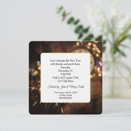 Invitation Clock Countdown for New Year Eve's Party (Debout devant)