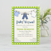 Invitation Clothesline bébé garçon douche personnalisée (Debout devant)