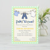 Invitation Clothesline bébé garçon douche personnalisée (Debout devant)