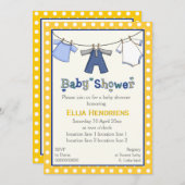 Invitation Clothesline bébé garçon douche personnalisée (Devant / Derrière)