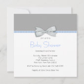 Invitation Clothesline Bleu et Gris Bébé Garçon Douche (Dos)