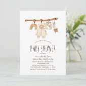 Invitation Clothesline Genre Baby shower Virtuel Neutre (Debout devant)