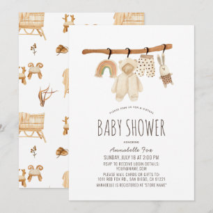 Invitation Clothesline Genre Baby shower Virtuel Neutre
