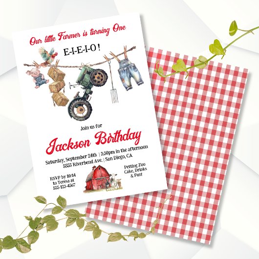 Invitation Clothesline Little Farmer Fête d'anniversaire