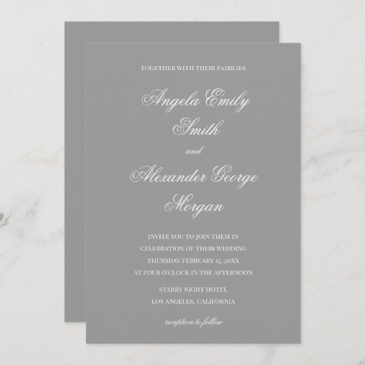 Invitation Clôture de script en gris (Devant / Derrière)