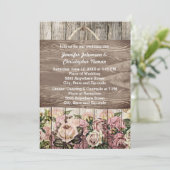 Invitation Clôture en bois avec Mariage Rose peint (Debout devant)