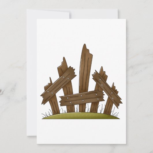 Invitation Clôture en bois cassée Ferme rustique (Devant)