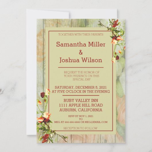 Invitation Clôture peinte avec Mariage de fleurs de printemps (Devant)