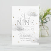 Invitation Cloud 9 Gold Star Gris Baby shower par courrier (Debout devant)