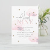 Invitation Cloud 9 Gold Stars Aquarelle Baby shower rose (Debout devant)