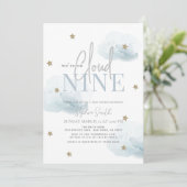 Invitation Cloud 9 Gold Stars Aquarelle Boy Baby shower (Debout devant)