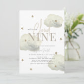 Invitation Cloud 9 Gold Stars Baby shower Aquarelle (Debout devant)