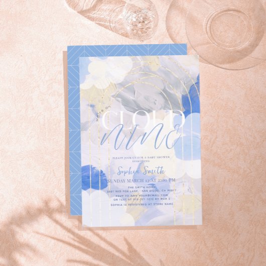Invitation Cloud 9 Gouache Peinture Baby shower de brosse