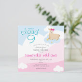 Invitation Cloud 9 Petit Lamb rose Baby shower de printemps f (Debout devant)