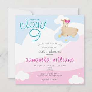 Invitation Cloud 9 Petit Lamb rose Baby shower de printemps f