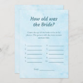 Invitation Cloud 9 Quel âge avait la mariée Shower Game Card (Devant / Derrière)