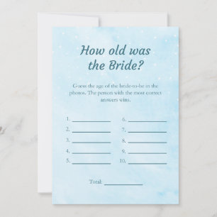 Invitation Cloud 9 Quel âge avait la mariée Shower Game Card