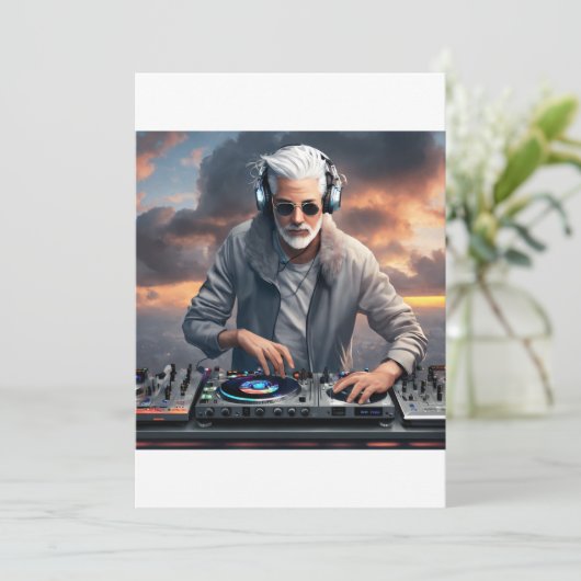 Invitation Cloud Beats : White Grey Haired DJ Design (Debout devant)