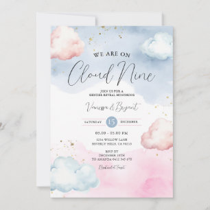 Invitation Cloud Blush rose et bleu Sexe Révéler Parties scin