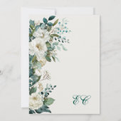 Invitation Cloud Dancer Forest Teal Script Floral Wedding (Dos)