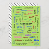 Invitation Cloud de mot de famille Fab Fun de script personna (Devant / Derrière)