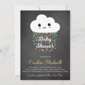 Invitation Cloud et Confetti | Baby shower de tableau (Devant)