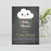 Invitation Cloud et Confetti | Baby shower de tableau (Debout devant)