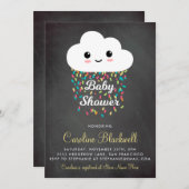 Invitation Cloud et Confetti | Baby shower de tableau (Devant / Derrière)