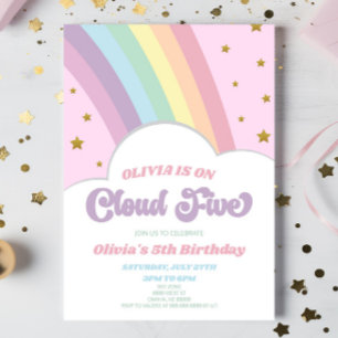 Invitation Cloud Five Rainbow et Stars 5e anniversaire fête