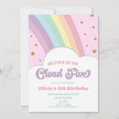 Invitation Cloud Five Rainbow et Stars 5e anniversaire fête (Devant)