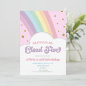 Invitation Cloud Five Rainbow et Stars 5e anniversaire fête (Debout devant)