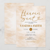 Invitation Cloud Heaven Sent Baby Shower Beige Watercolor (Devant / Derrière)