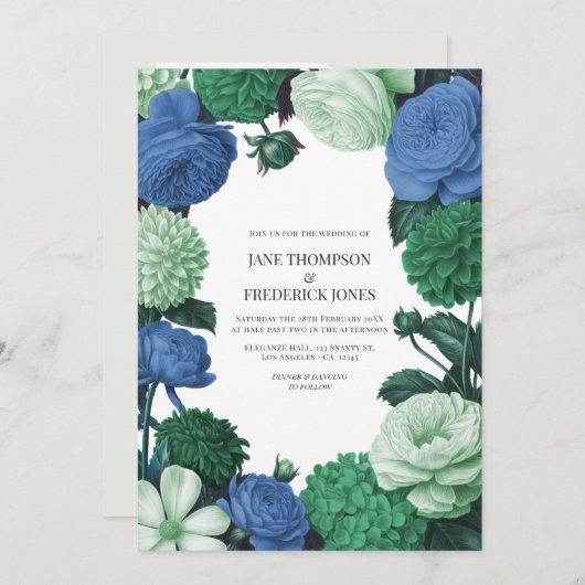 Invitation Cloud Mint, Alpine Blue & Evergreen Mist Wedding (Devant / Derrière)