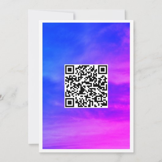 Invitation Cloud Neuf 1er Anniversaire QR Code Rose Bleu (Dos)