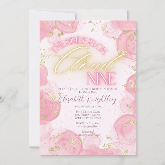 Invitation Cloud Neuf 9 brillant rose or Parties scintillant  (Devant)