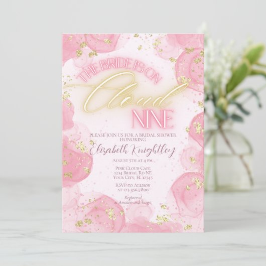 Invitation Cloud Neuf 9 brillant rose or Parties scintillant  (Debout devant)