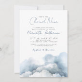 Invitation Cloud Neuf 9 Elégant Baby shower Bleu (Devant)